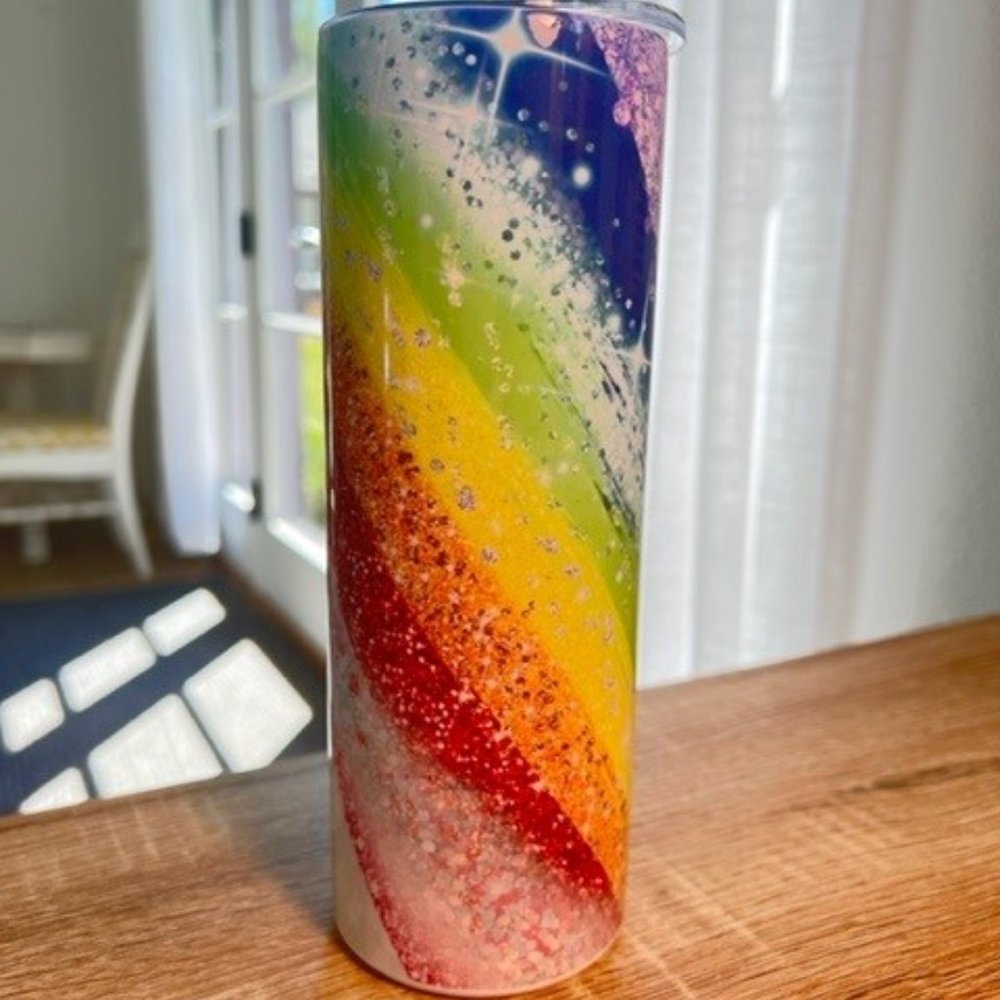 🌈 Glitter Rainbow🌈 20 oz Skinny Tumbler